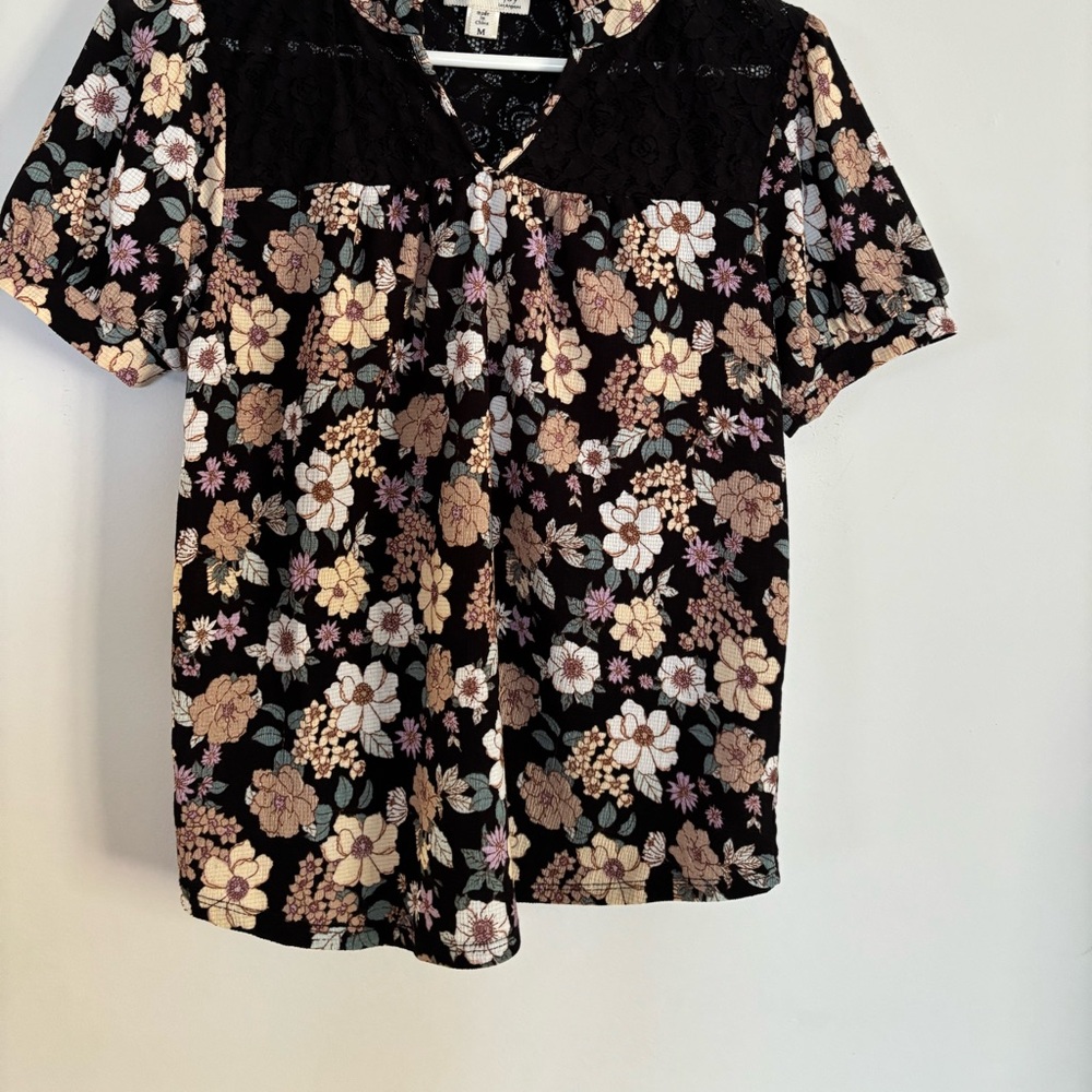 Floral Black Women's Top